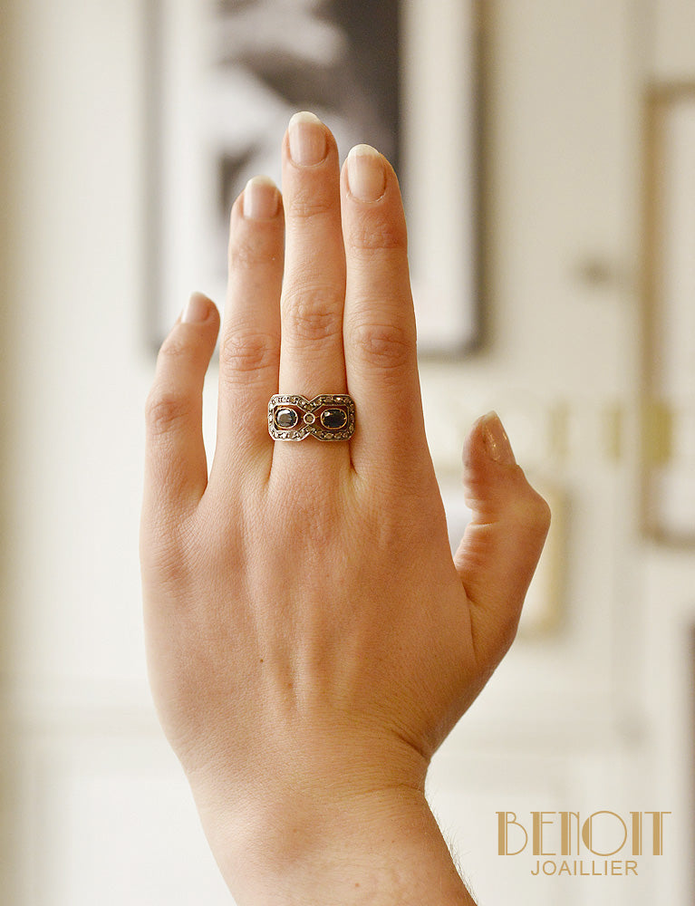 Bague Saphirs et Diamants Taille Rose