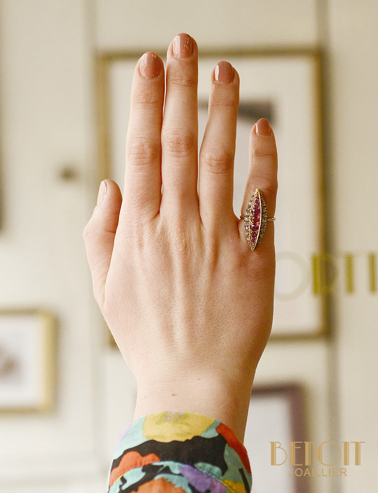Bague Marquise Rubis