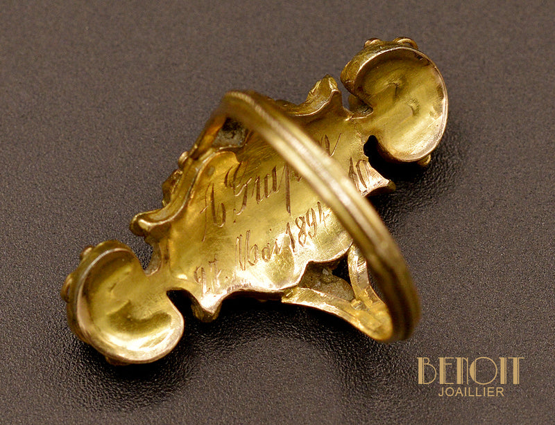 Bague marquise Fin XIXème Rubis et Émeraude