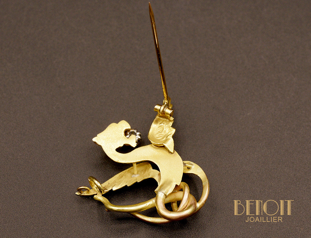 Broche Pendentif Vintage En émail Vert - Œuvre De Maître émailleur