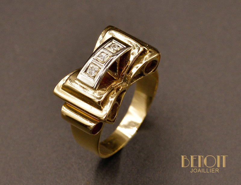 Bague Tank Or et Diamants