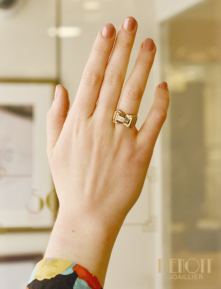 Bague Tank Or et Diamants