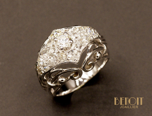 Bague 1950 Diamants et Or Blanc