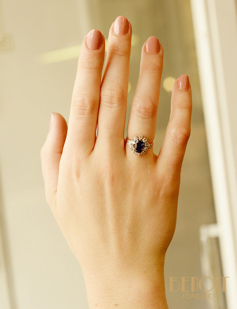 Bague Pompadour Saphir et Diamants