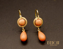 Boucles d'Oreilles Corail Napoléon III