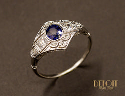 Bague Art Déco Saphir Diamants