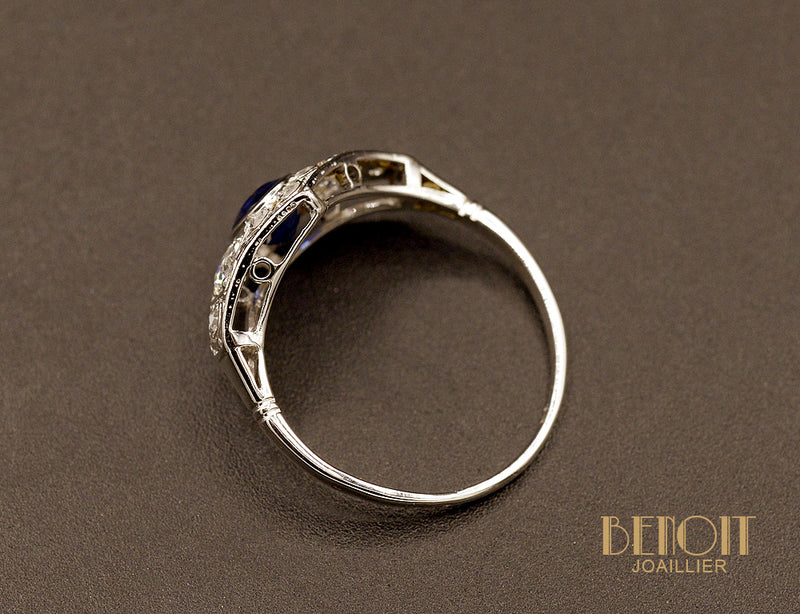 Bague Art Déco Saphir Diamants