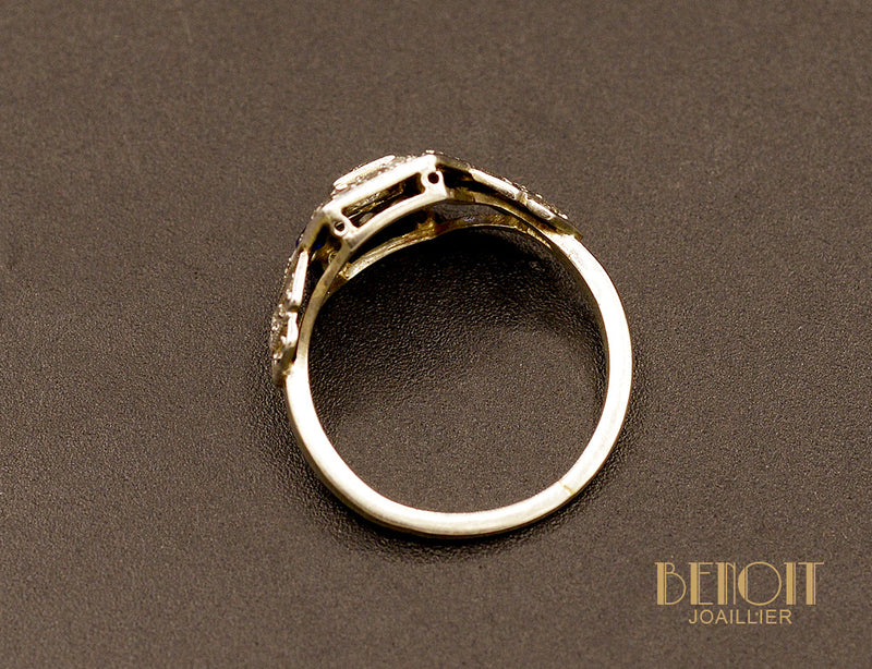 Bague Art Déco Diamants et Saphirs