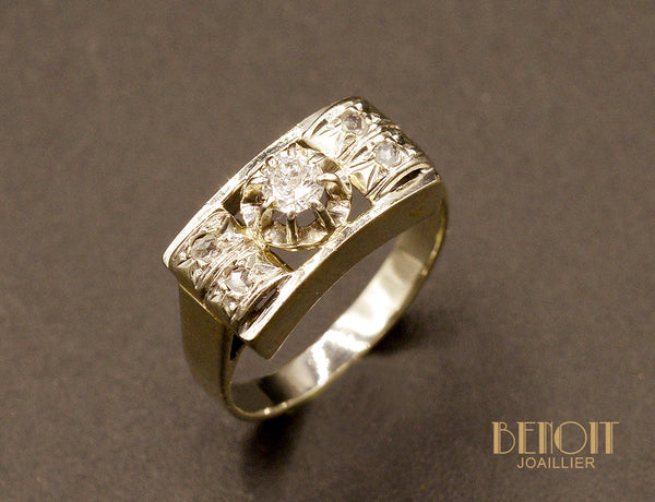 Bague Art Déco Diamants et Or