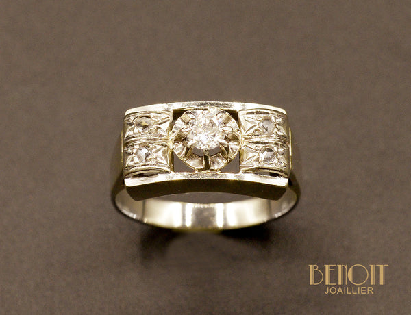 Bague Art Déco Diamants et Or