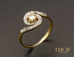Bague Tourbillon Perle Fine et Diamants