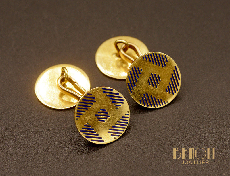 Boutons de Manchettes Or et Émail