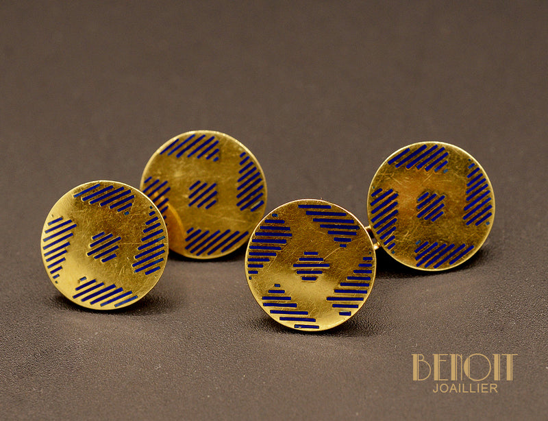 Boutons de Manchettes Or et Émail