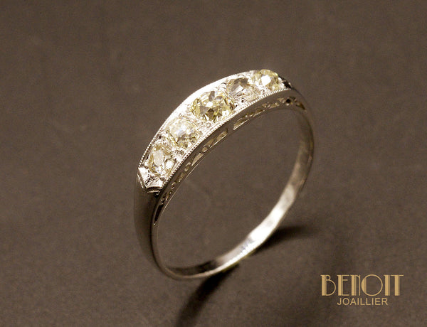 Bague Jarretiere Art Déco Diamants