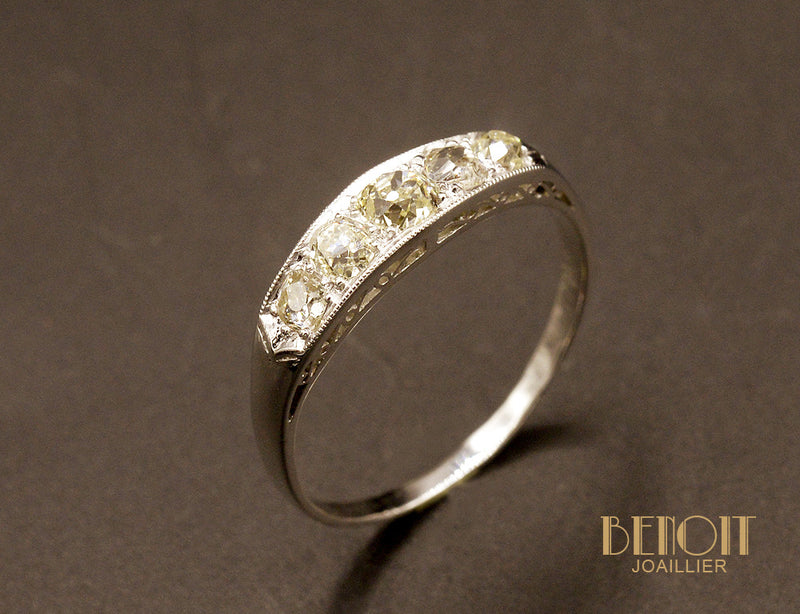 Bague Jarretiere Art Déco Diamants