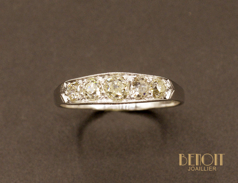 Bague Jarretiere Art Déco Diamants