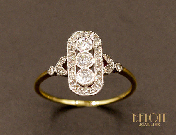 Bague Trio Diamants Art Déco
