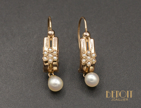 Dormeuses Or Rose et Perles