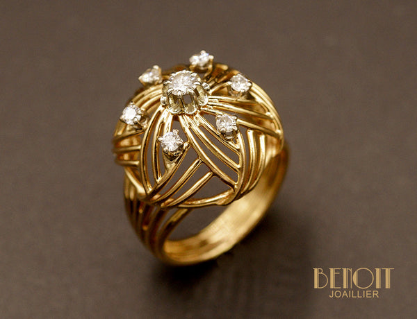 Bague Dôme 1950 Or et Diamants