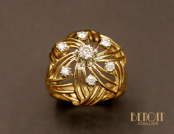 Bague Dôme 1950 Or et Diamants