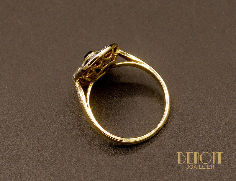 Bague Art Déco Saphirs et Diamants