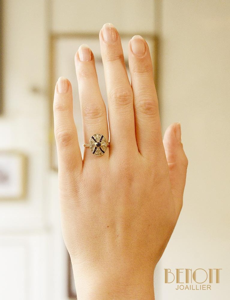 Bague Art Déco Saphirs et Diamants