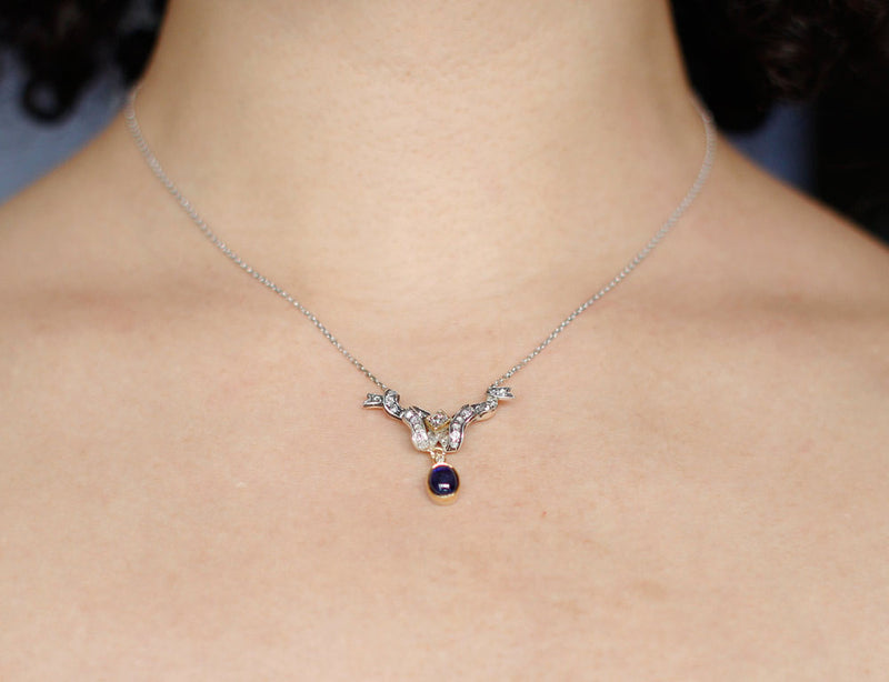 Pendentif Noeud Saphir et Diamants