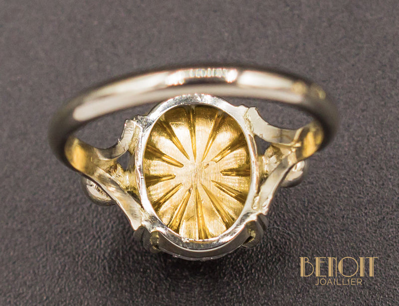Bague Saphir Cabochon Art Déco Moderniste