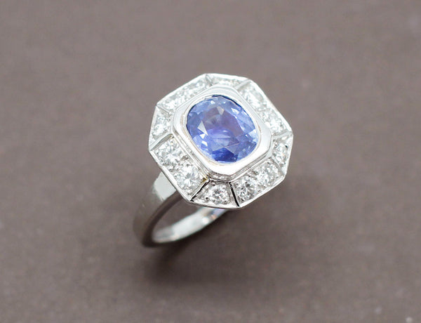Bague Art Déco Saphir Diamants