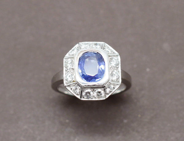 Bague Art Déco Saphir Diamants