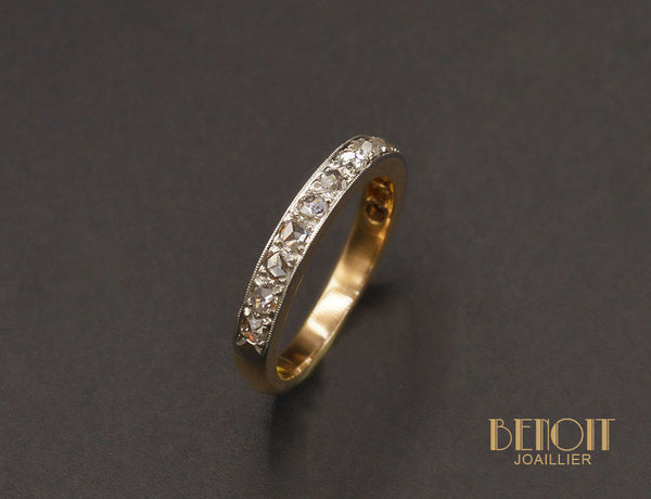 Demi-Alliance en Or Rose Diamants