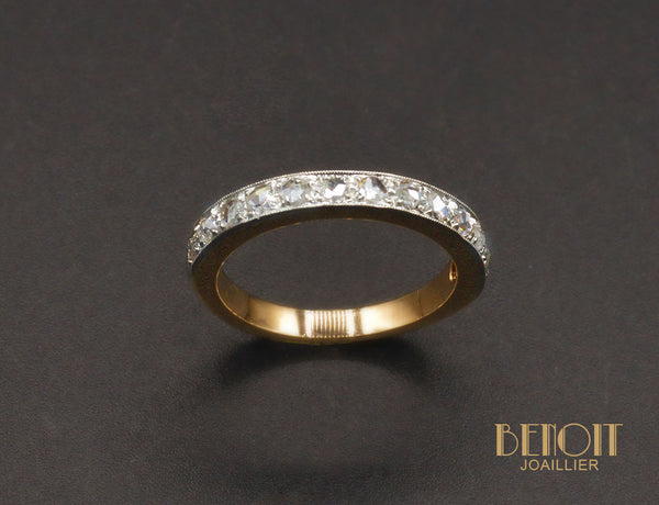 Demi-Alliance en Or Rose Diamants