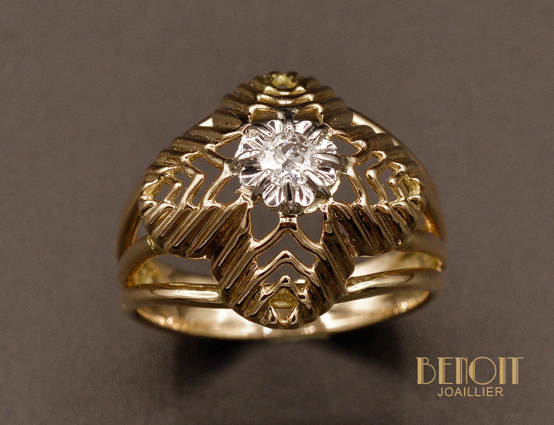 Bague 1950 en Or Rose et Diamants
