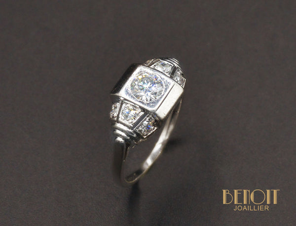 Bague Art Déco Platine Diamants