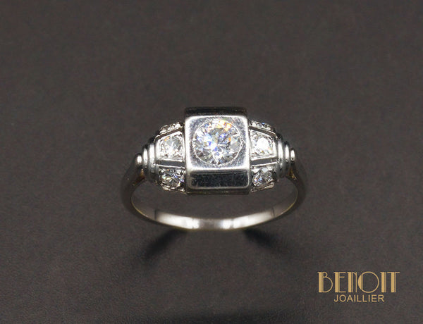 Bague Art Déco Platine Diamants