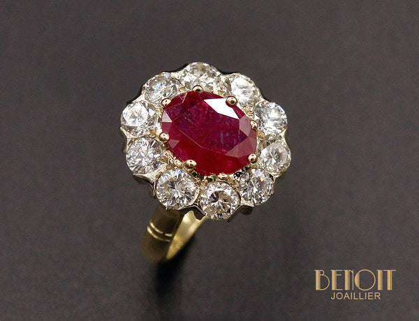Bague Pompadour Rubis et Diamants