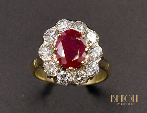 Bague Pompadour Rubis et Diamants