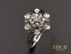 Bague Art Déco Diamants et Or Blanc