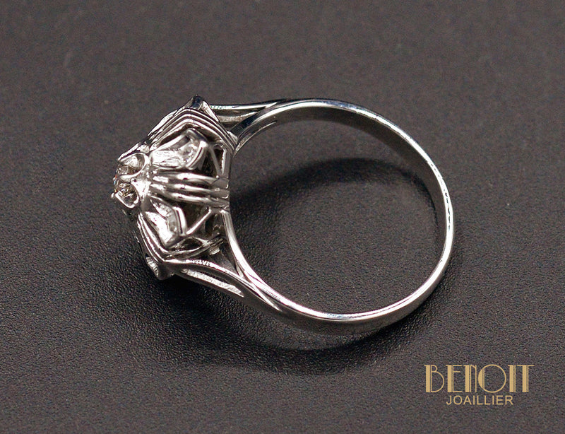 Bague Art Déco Diamants et Or Blanc