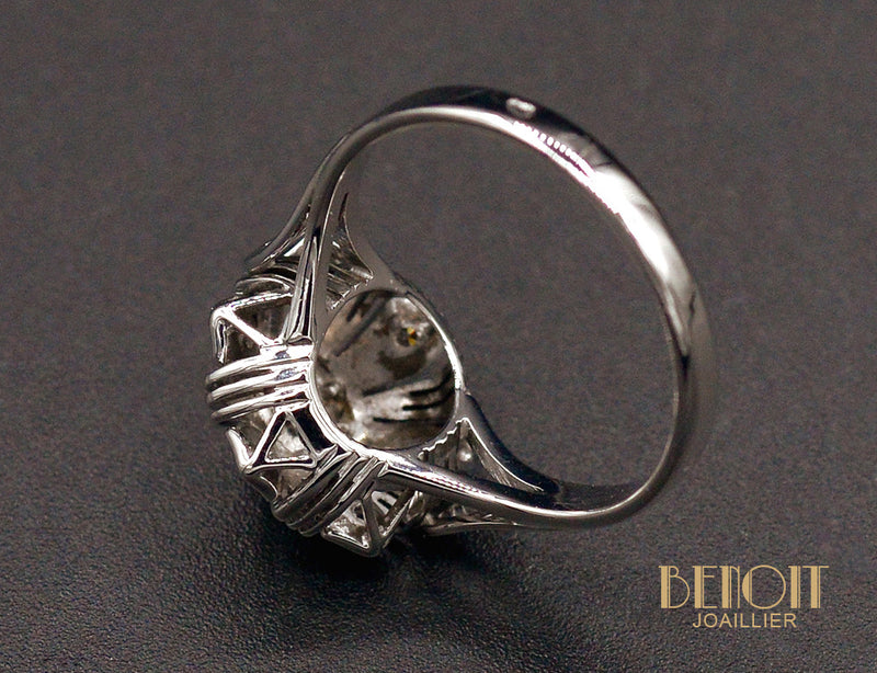 Bague Art Déco Diamants et Or Blanc