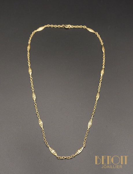 Grande Chaîne Collier En Argent Filigrane Ancienne - Poinçons 925, Style Vintage, En Très Bon état D'origine