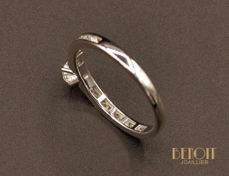Solitaire Diamants et Or Blanc