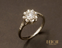Solitaire Ancien Diamant et Platine