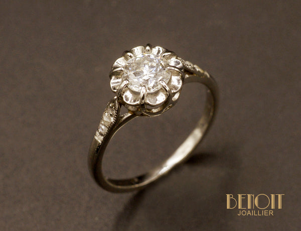 Solitaire Ancien Diamant et Platine