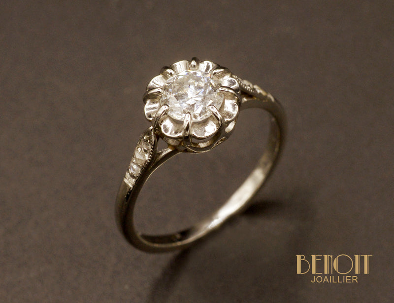 Solitaire Ancien Diamant et Platine