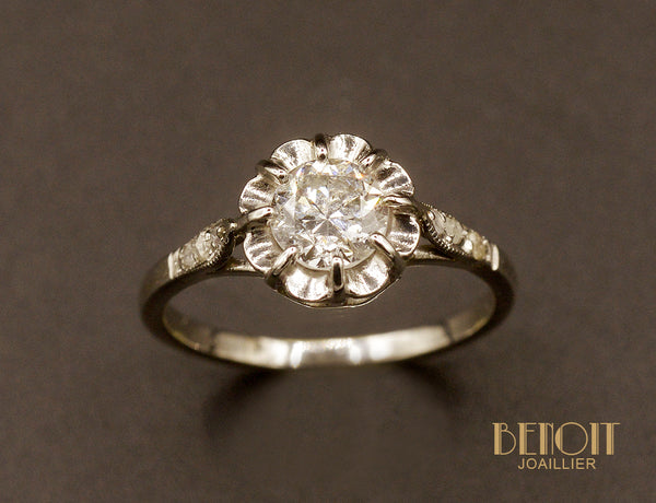 Solitaire Ancien Diamant et Platine