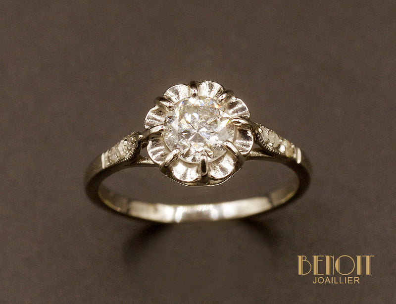 Solitaire Ancien Diamant et Platine