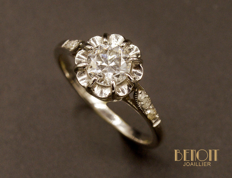 Solitaire Ancien Diamant et Platine