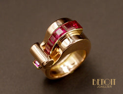 Bague Tank Or Rose et verneuils