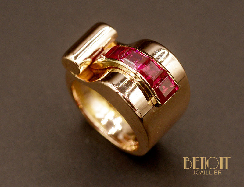 Bague Tank Or Rose et verneuils
